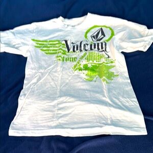 Volcom White and Green Short Sleeve Tee